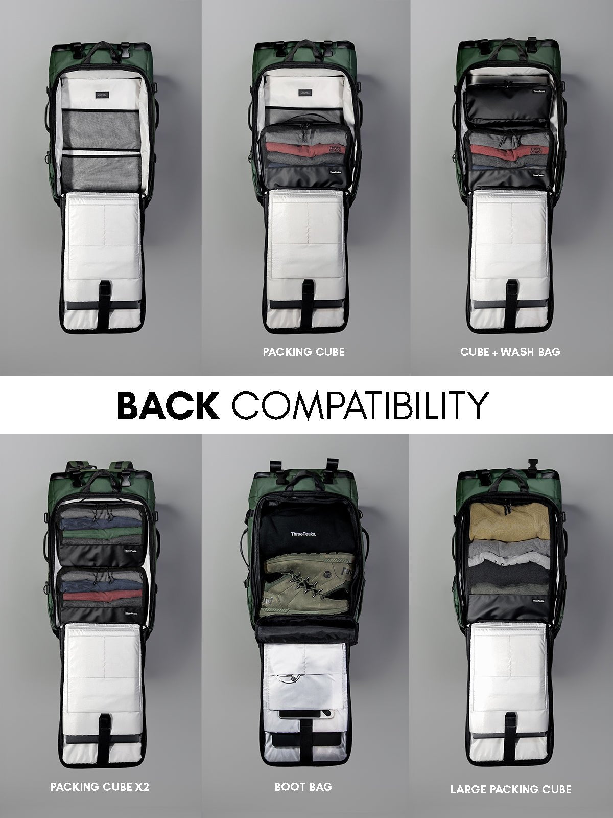 SET 7 - NOMAD 42L + PACKER 8L + PACKER 16L + WASH 4L - Three Peaks GBR